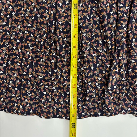 Vintage Button Front Navy Floral A-line Long Midi Skirt Boho Prairie Cottage M - Picture 5 of 8